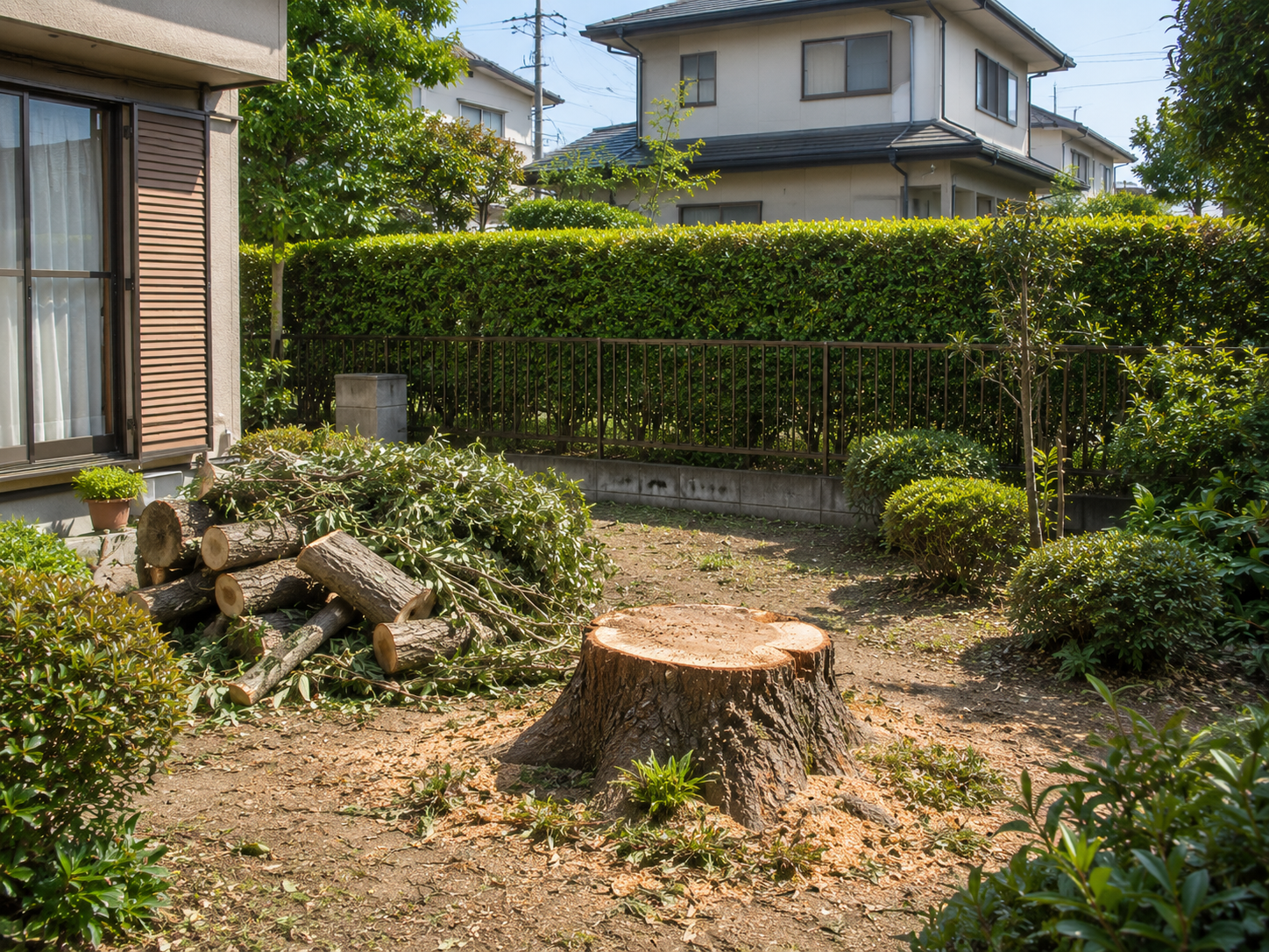 枯れたケヤキの伐採・抜根